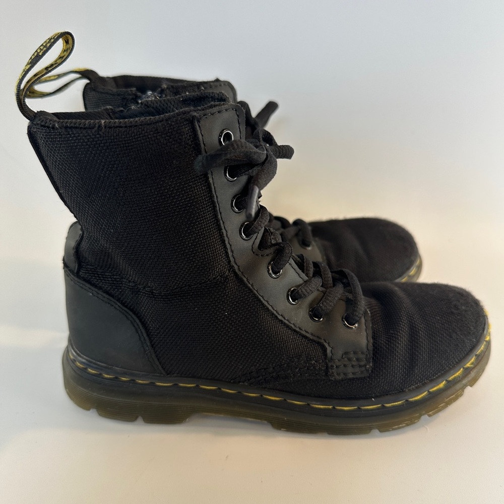 Dr. Martens Combs J Girls Sz 1 Black Laceโ Up + Zip Rubber Sole Combat Boots